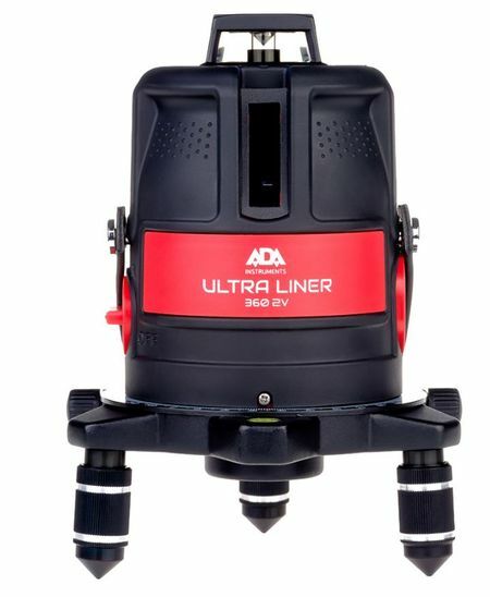 Laserniveau ADA ULTRALINER 360 2V А00467, forlængerskrue 5/8 \ '\', batterier, batteriholder, kuffert