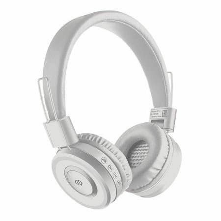 Headphones with microphone DIGMA BT-11, Bluetooth, on-ear, white [l100bt]