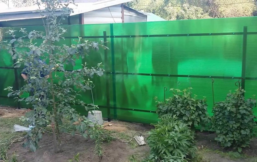 Grüner Zaun aus Polycarbonat