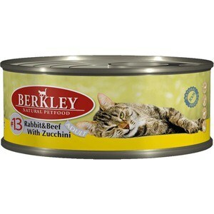 Cibo in scatola Berkley Adult Rabbit # e # Beef with Zucchini No. 13 con coniglio, manzo e zucchine per gatti adulti 100g (75112)