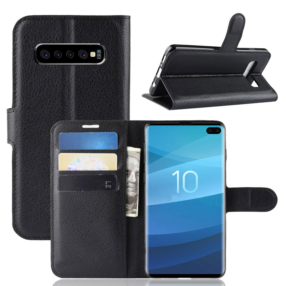  Læder tegnebog Kickstand Flip beskyttelsesetui til Samsung Galaxy S10 Plus 6,4 tommer