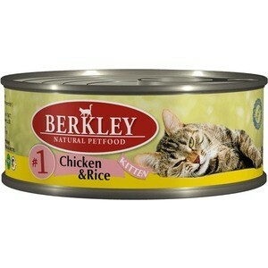 Canned Berkley Kitten Chicken # and # Rice No. 1 with chicken and rice for kittens 100g (75100)