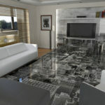 Vardagsrum och 3D -golv