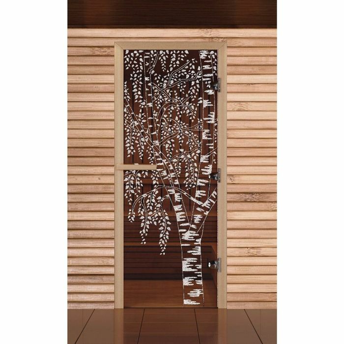 Porte bain et sauna, 190x70cm, verre 8mm bronze \