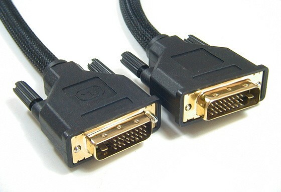 Visão externa de conectores DVI 