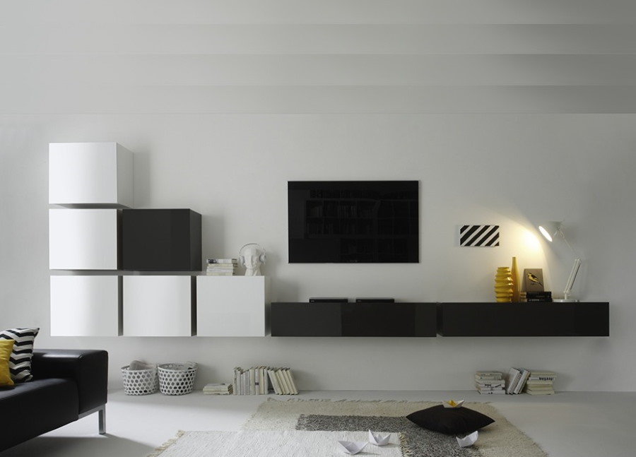 Minimalistický modulárny nábytok do obývačky