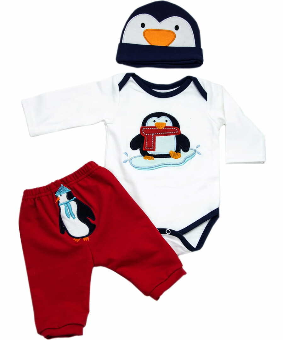 Oblečení pro panenky REBORN KIDS Set Penguin - 55 cm (body, kalhoty, čepice)