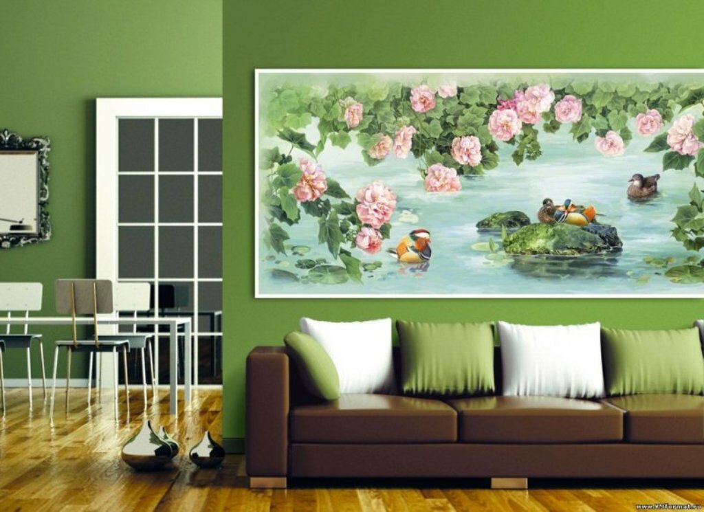 sala de estar com design de foto de cor verde