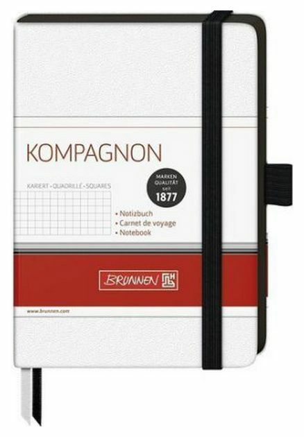 Brunnen Companion Mirador elasztikus notebook, A5, 96 lap, kockás, fehér