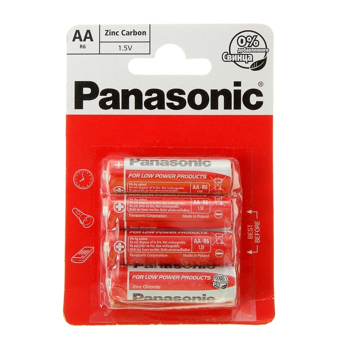 Batteri Salt Panasonic Carbon, AA, LR06, blister, 4 stk,