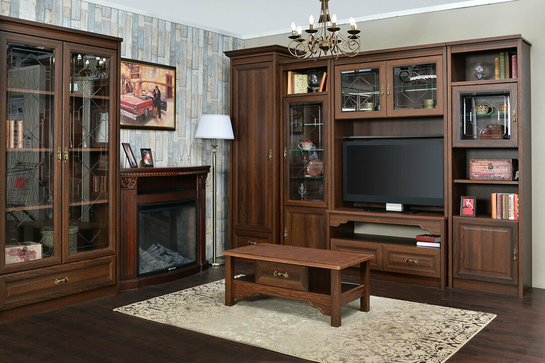 Dzīvojamās istabas mēbeles no koka: telpu dizaina iespējas, interjera foto piemēri