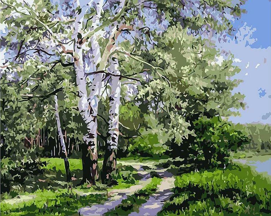 Paint by number " Spring birches"