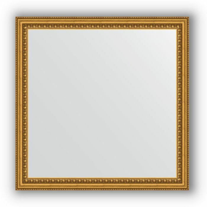 Ogledalo u okviru od bageta - zlatne perle 46 mm, 62 x 62 cm, Evoform