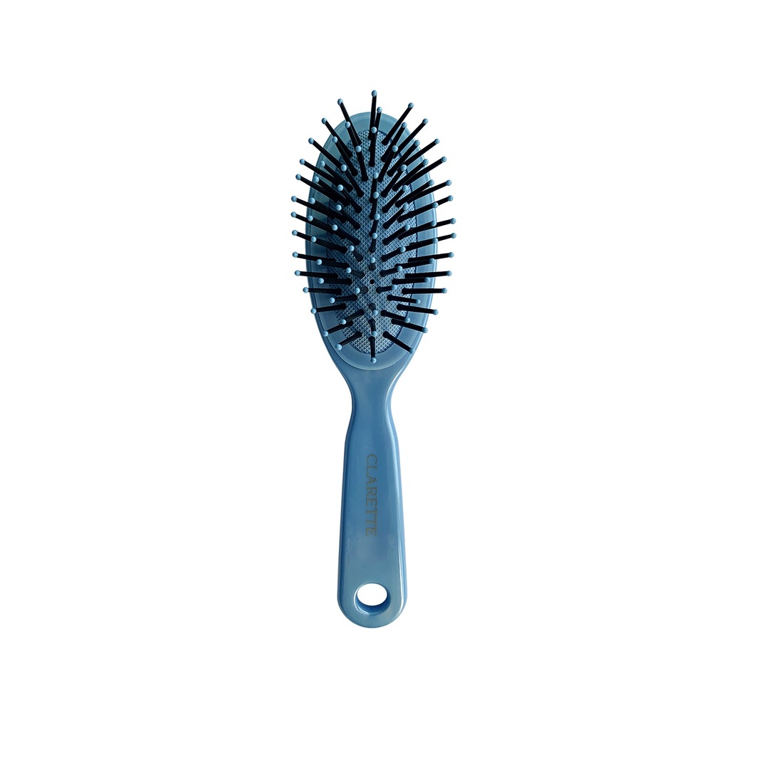 Szczotka do włosów CLARETTE masująca mała, plastikowa, zęby plastikowe, 17,2x4,2sm, art.613, kolor niebieski