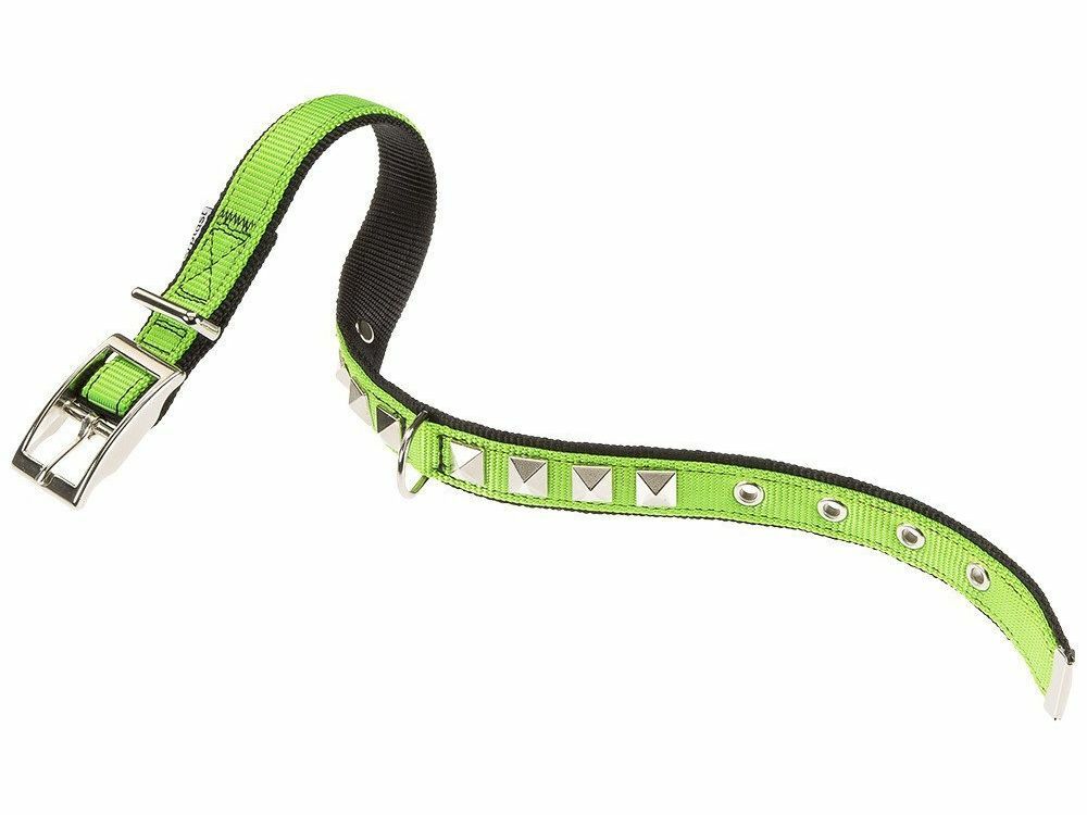 Halsband Ferplast Dual Pyramids voor honden (35-43 cm \\ 20 mm, groen-zwart)