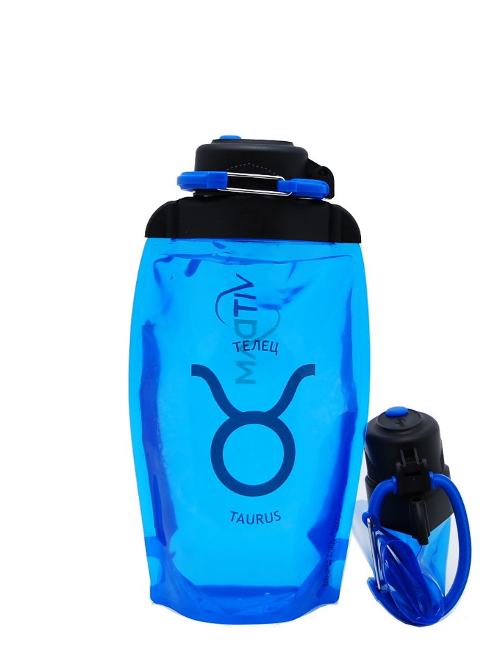 Składana butelka ekologiczna Vitdam, niebieska, 500 ml, Taurus / Taurus