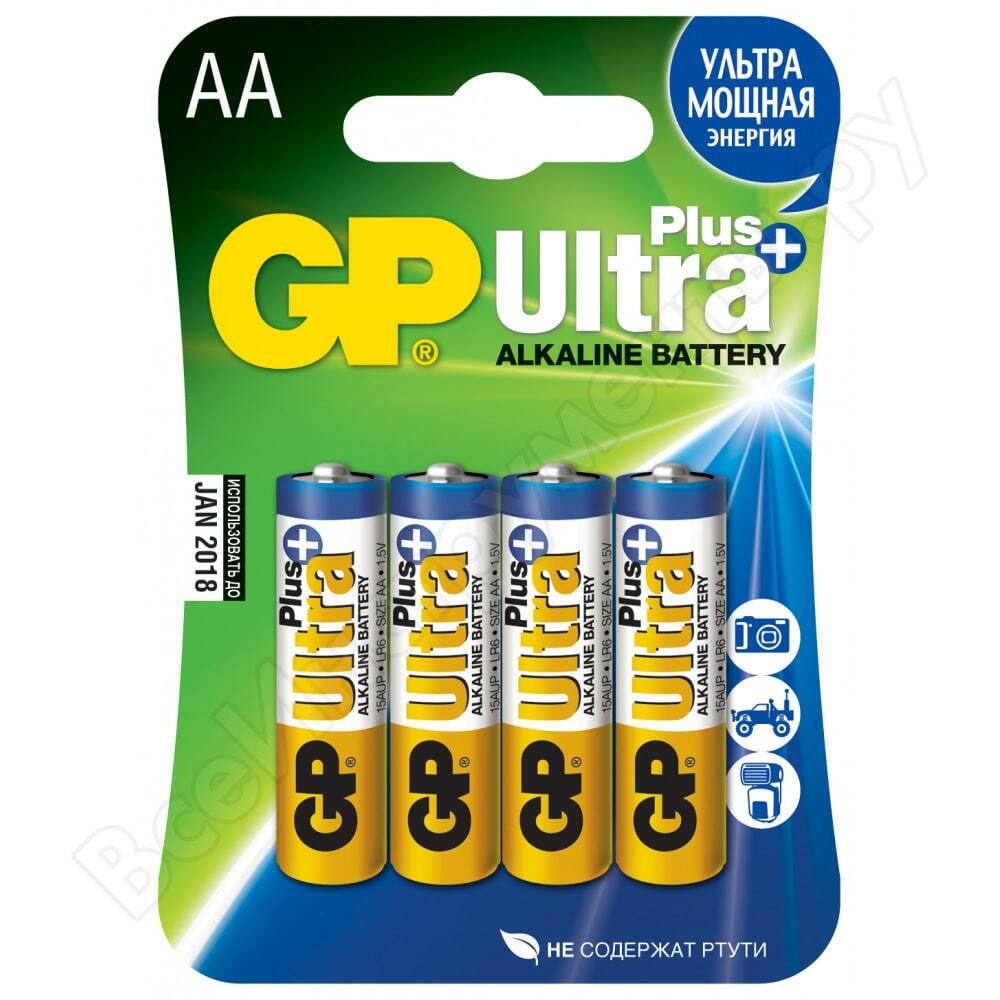 Pildspalvas akumulators Ultra plus alkaline lr6 4gab gp 15aup-2cr4