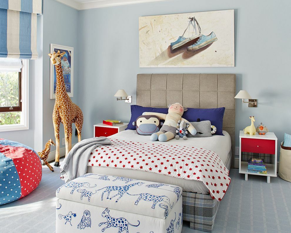 Bērnu istabas sienu krāsošana zilā krāsā