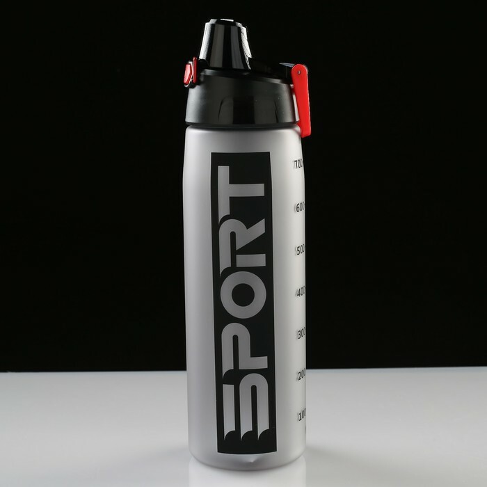 Botella de agua 700 ml, Sport, con presilla, tapa a presión, mix, 7x26 cm