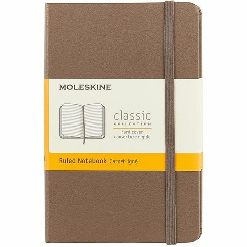 Kladblok 192 pagina's 9 * 14cm Moleskine liniaal, Moleskine CLASSIC Pocket, harde kaft bruin