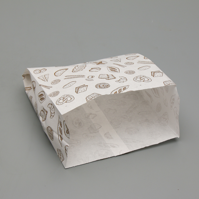 Papirnata vreča za polnjenje, bela, s potiskom, dno v obliki črke V 25 x 20 x 9 cm