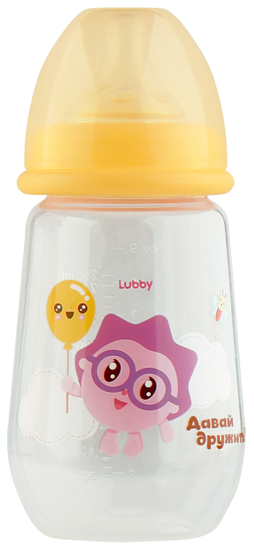 Butelka do karmienia LUBBY Babies od 0 miesiąca 250 ml żółta