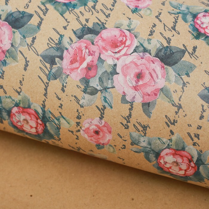 Carta da imballaggio artigianale " Peonie rosa", 50 x 70 cm