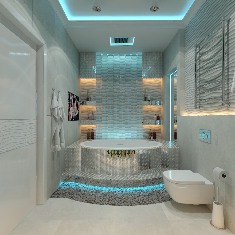 design av ett badrum kombinerat med en toalett