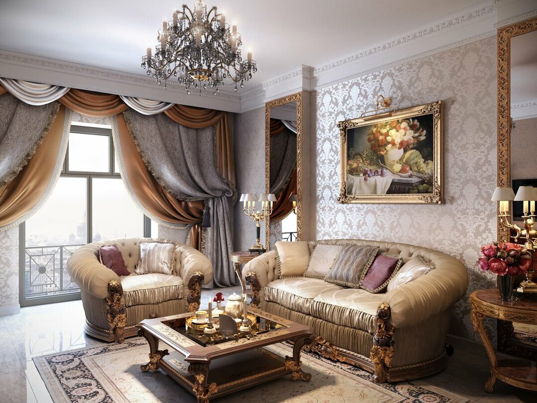 Mooie woonkamer in klassieke stijl