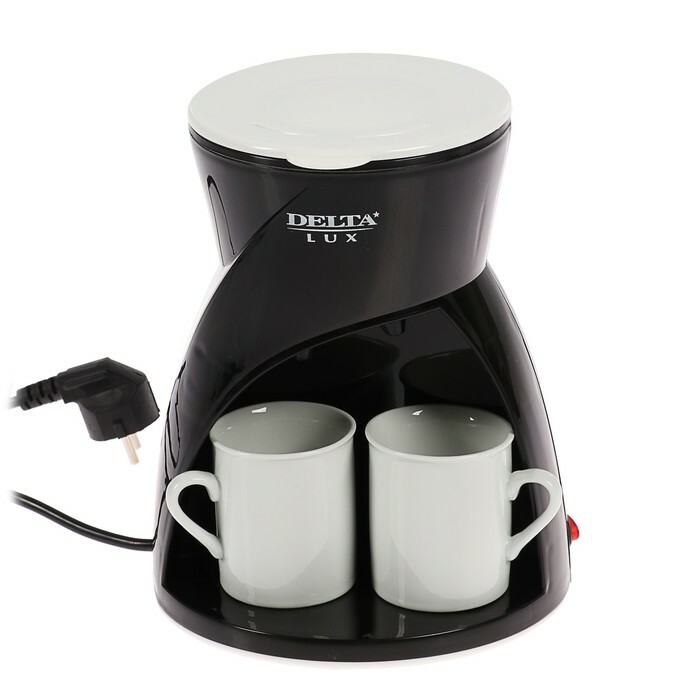 Kaffemaskine DELTA LUX DL-8131, 450 W, 300 ml, 2 kopper, sort