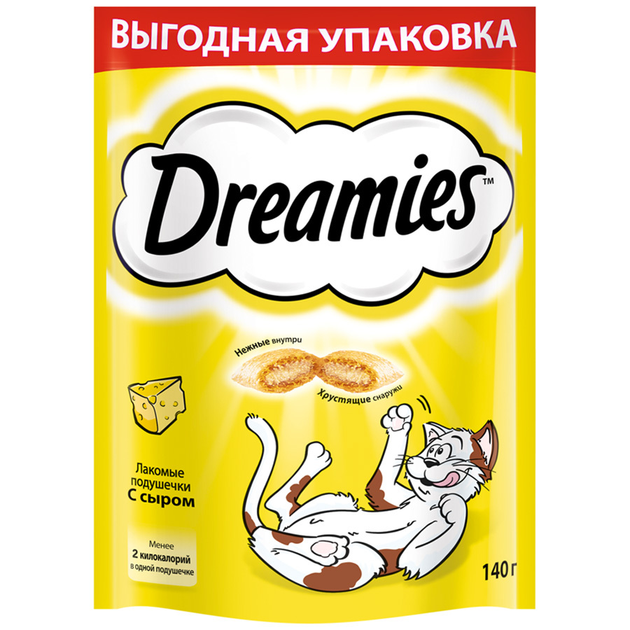 Godbidder til katte Dreamies puder med ost, 140g