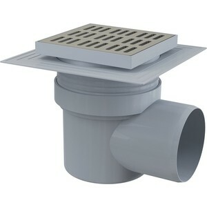 Shower drain AlcaPlast 150x150 / 110 side outlet, stainless steel, wet odor trap (APV12)