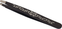Pinzeta na krásu Dewal, kozmetická, so čiernym vzorom, 95 mm