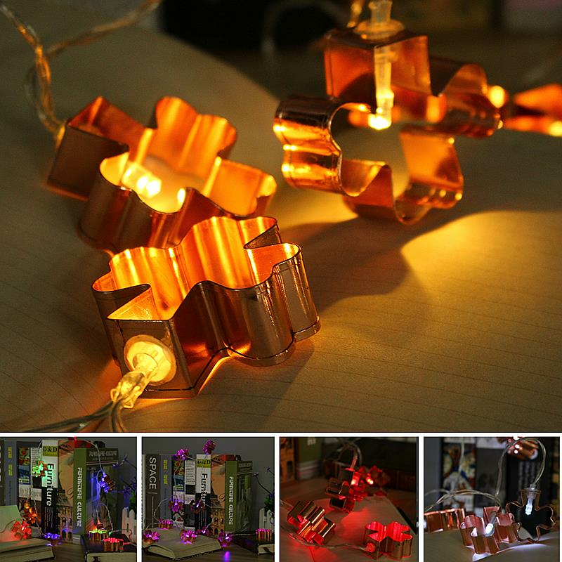 Batteridrevet 1.8M LED Iron Flower Fairy String Light Holiday Wedding Party Decor