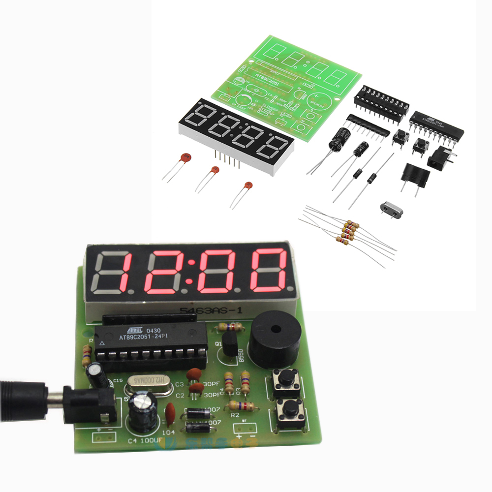 Pcs DIY Multifuncional Quatro Bits Relógio Digital MCU Clock Set