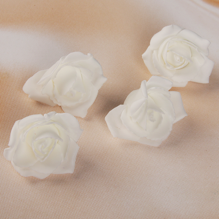 Bow-flower wedding from foamiran handmade D-5 cm 4 pieces color white