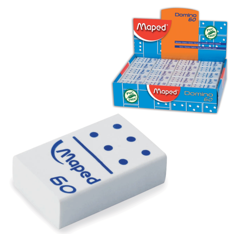 Eraser / Eraser Maped / Maped Domino 60, 28x19x8.8 mm, hvid, i form af dominoer, display, 511260