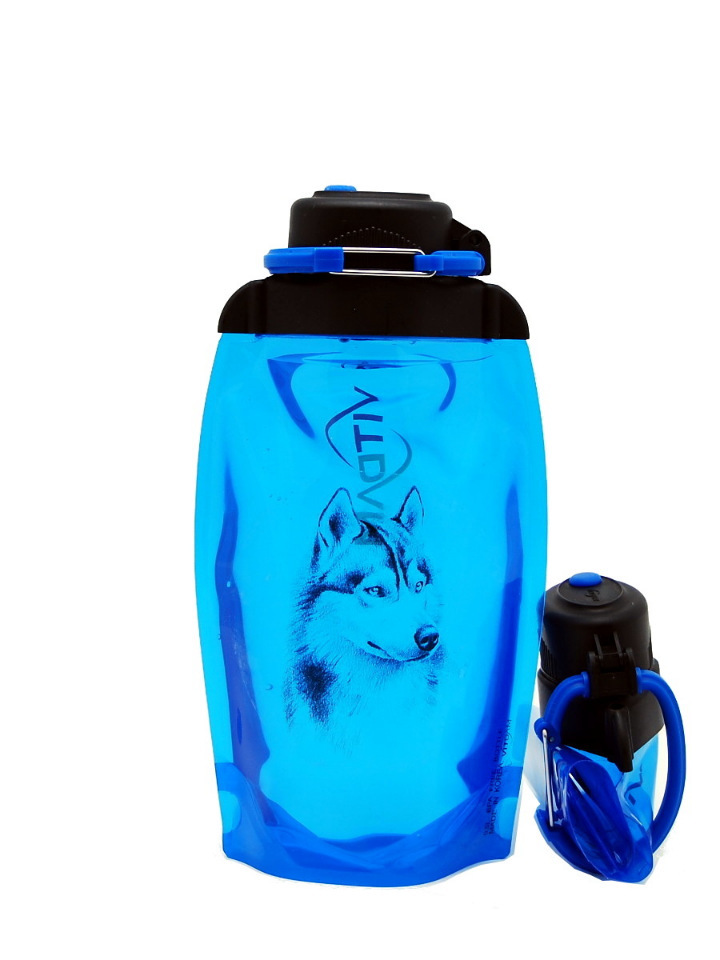 Zložljiva eko steklenica, modra, prostornina 500 ml (izdelek B050BLS-1303) s sliko