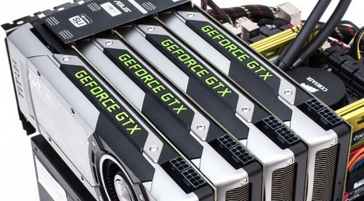 4 GeForce karšu salikšana, izmantojot SLI tehnoloģiju