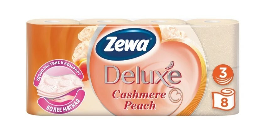 Papel higiênico Zewa Deluxe 3 camadas de pêssego (8 unidades)