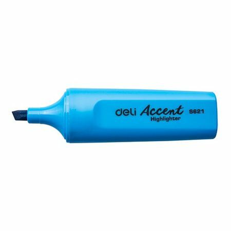 Highlighter Deli Accent ES621BLUE Erfreuen Sie sich an schrägem Schreiben. Spitze 1-5mm blau 10 Stück / Karton