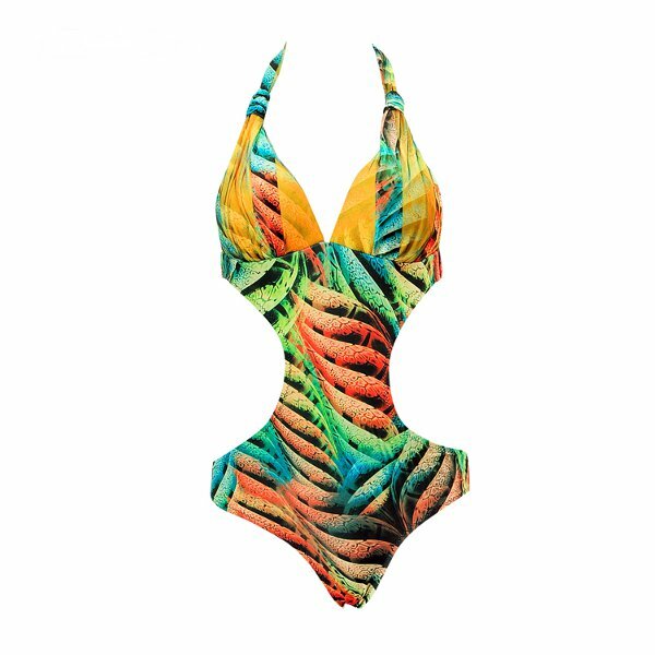 Originální dámské plavky s límečkem z nylonu, sexy barvy, jednodílné plážové oblečení