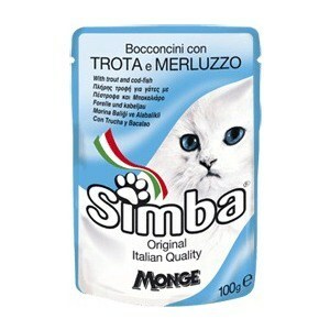 Simba Petfood Cat Chunkies, jossa on taimenta ja turskaa, taimenta ja turskapasettia kissoille 100g