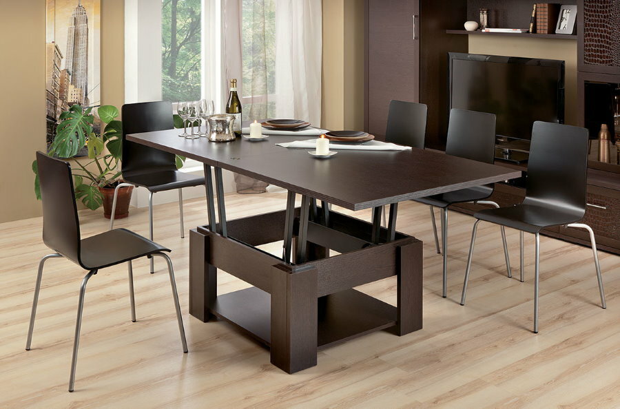 Convertible table for dining in the living room