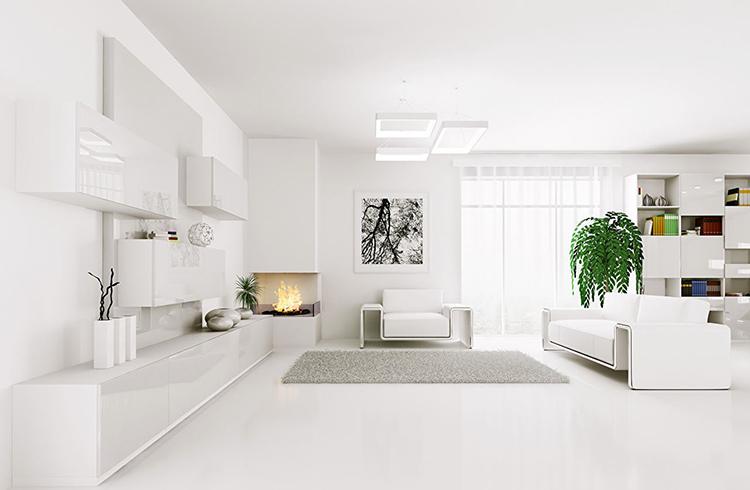 Here, first of all, you should select the color, and secondly, the texture, which should be in harmony with your chosen interior. White wallpaper in the interior of the living room as in the photo, looks strict and noble