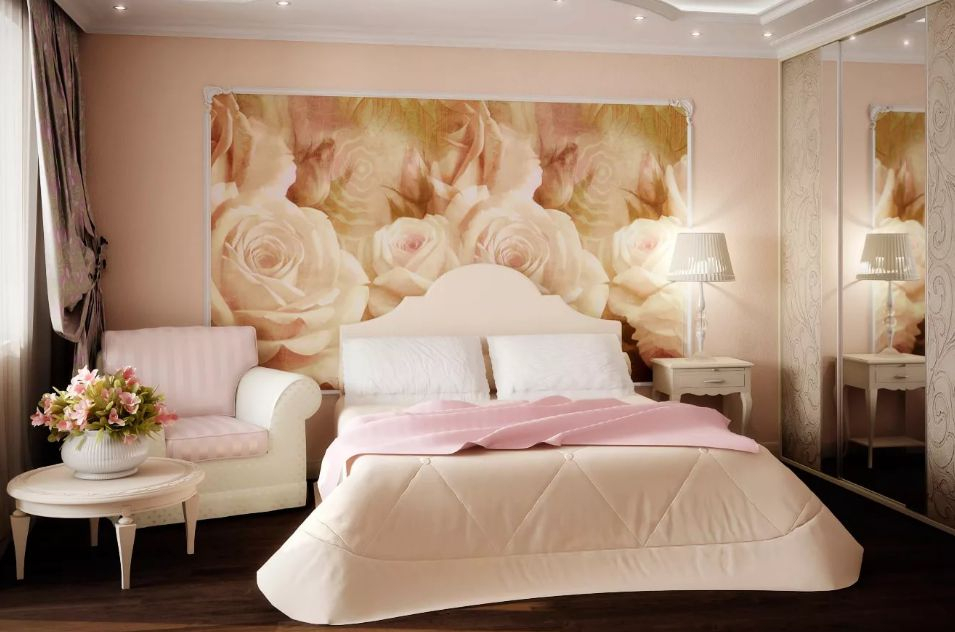 behang in de slaapkamer rozen ideeën