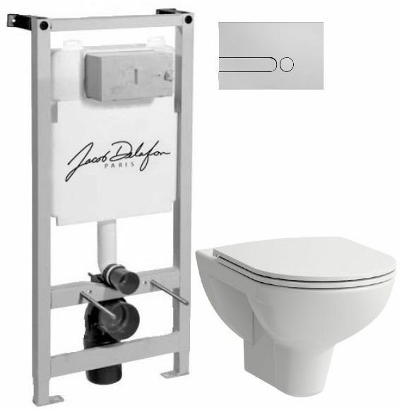 Sienas tualetes komplekts Laufen Pro 8.2095.0.000.000.1 + 8.9896.6.000.000.1 + uzstādīšanas sistēma Jacob Delafon E5504-NF + E4326-CP