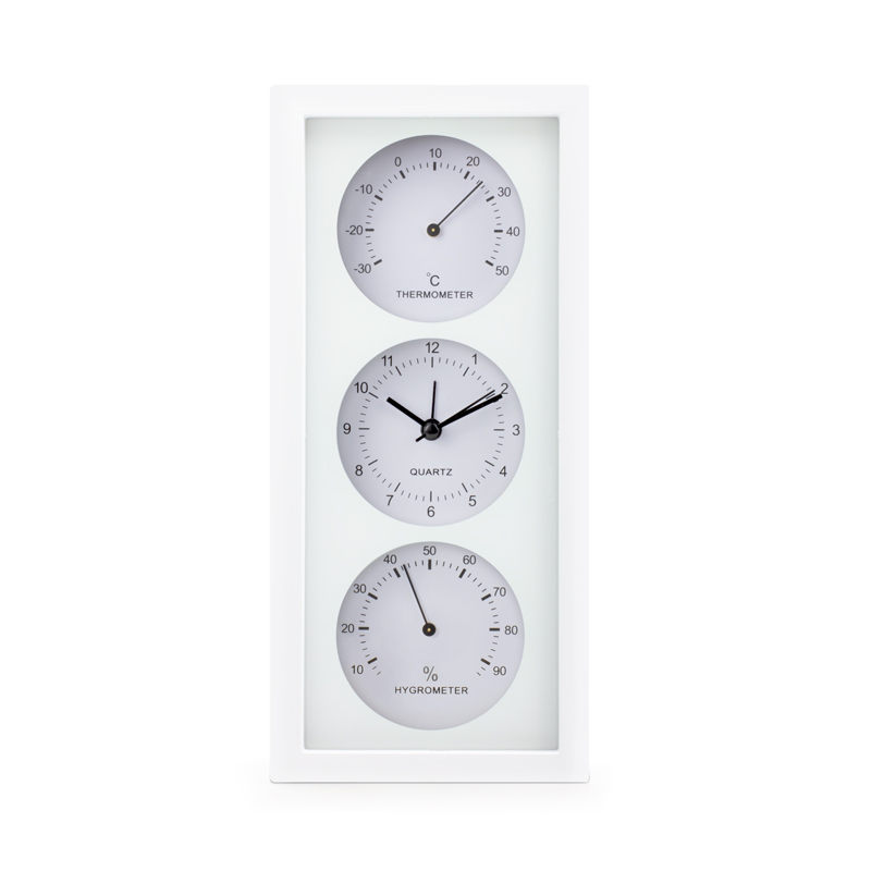 Termohygrometer med ur, isp. 1 vandret (Steklopribor), 404402
