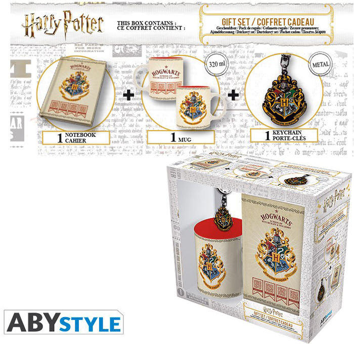 Darilni set Harry Potter (skodelica + obesek za ključe + zvezek Hogwarts)
