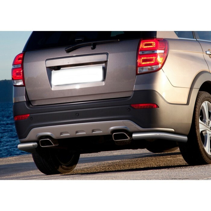 Rear bumper protection d57 Rival corners for Chevrolet Captiva I restyling 2013-2016, stainless steel steel, 2 parts, R.1006.008